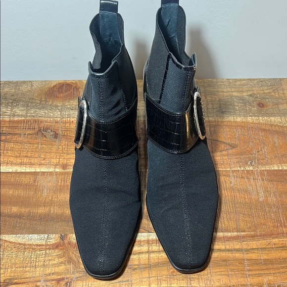 Brighton Trevor Black Leather & Stretch Ankle Boots, Womens 9.5 - Picture 2 of 10